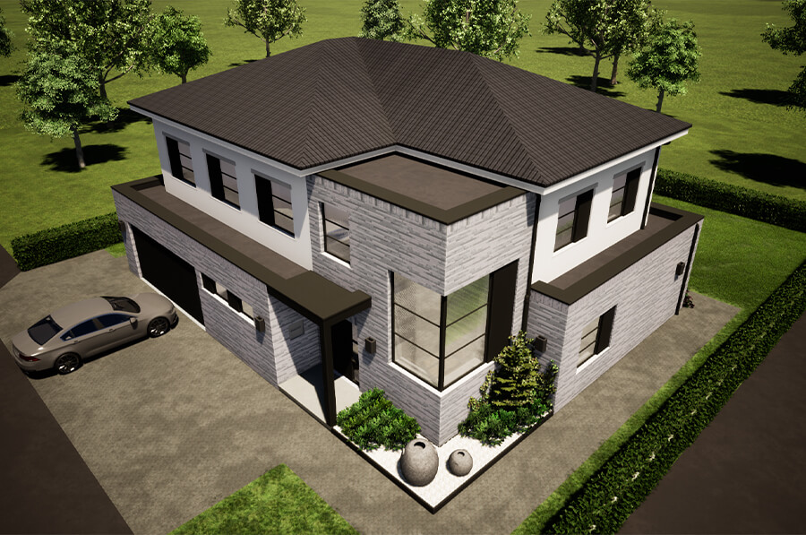 4-3 Neubau Wohnhaus mit integrierter Garage